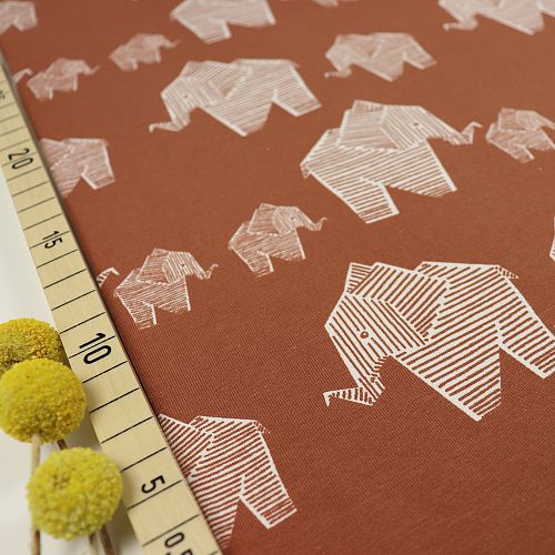 Bio Jersey Origami Motiv Elephant von Stoffonkel in karamell