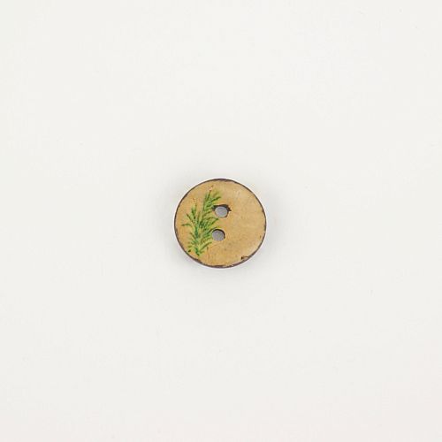 Bio Knopf Kokosnuss Blumendesign grün 15mm