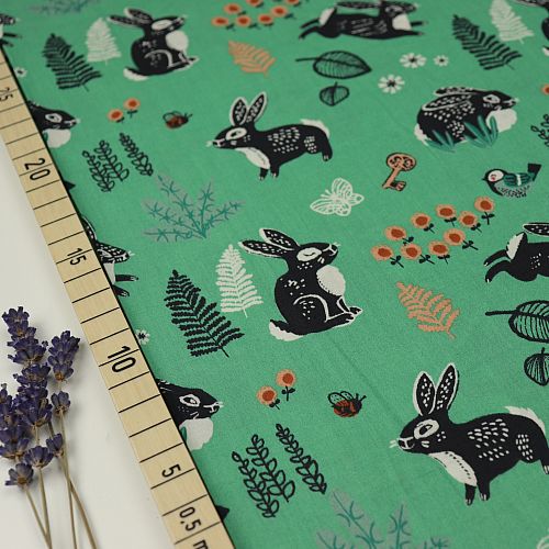 Bio Popeline Baumwollstoff Bunny Hop green grün von Birch Fabrics