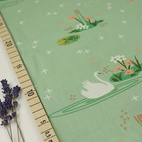 Bio Popeline Baumwollstoff Swan Lake Main Mint Grün von Birch Fabrics