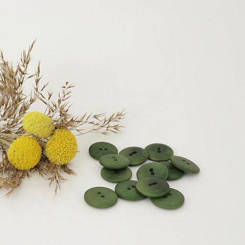 Bio Knopf Echt Steinnuss 20mm grün Olive satin matt