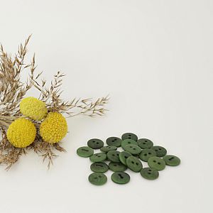 Bio Knopf Echt Steinnuss 12mm grün Olive satin matt