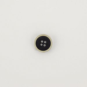 Knopf recyceltes Büffelhorn 15mm mit Einfassung beige schwarz