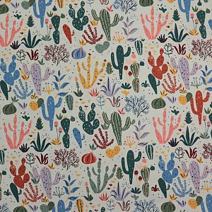 Bio Popeline Baumwollstoff Cacti and Succulents aus der Serie Arid Wilderness von Cloud9